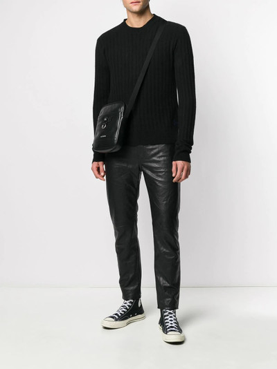 SAINT LAURENT slim-fit leather trousers outlook