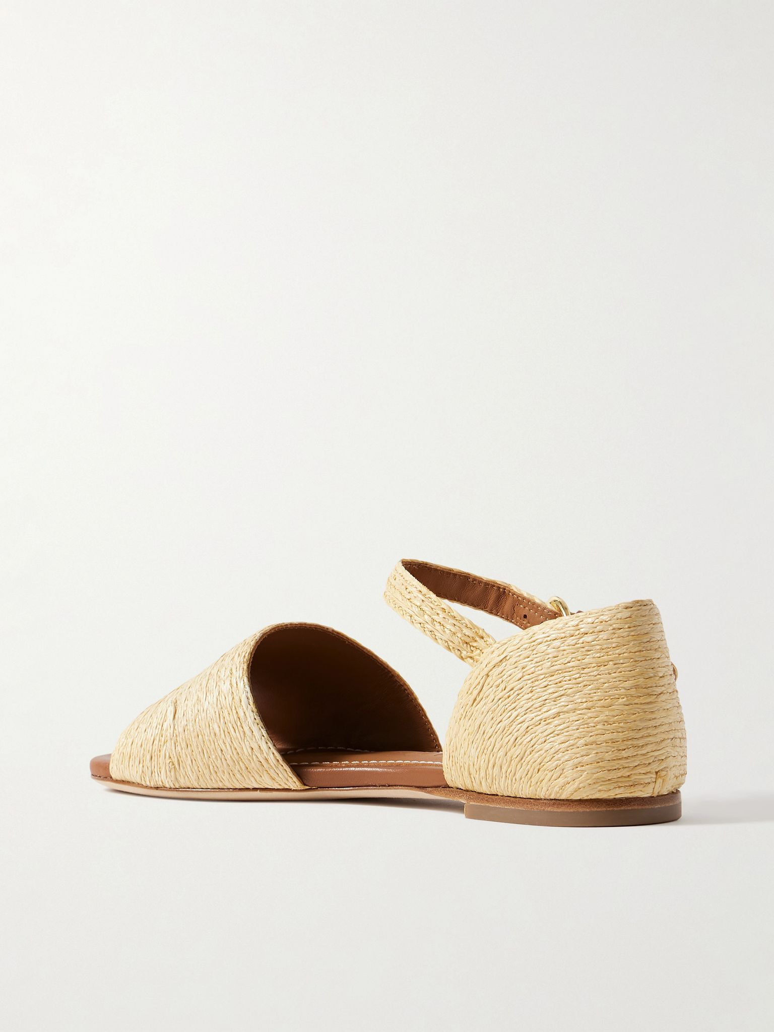 Catherine leather-trimmed raffia sandals Neutral - 3