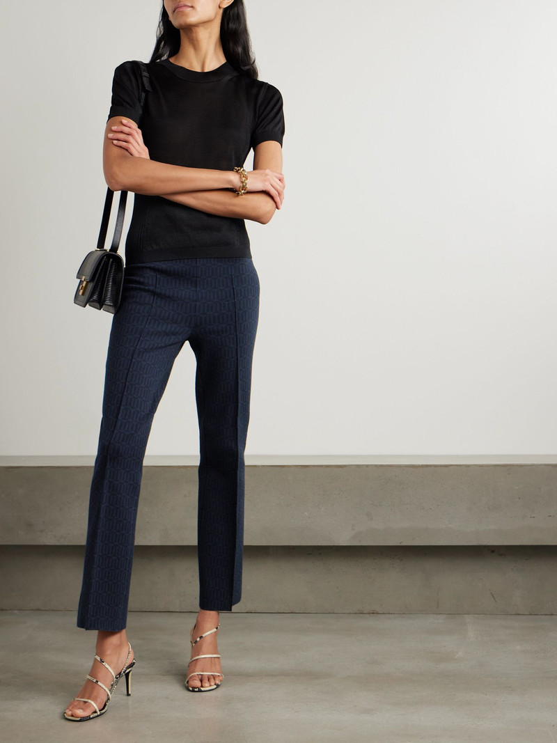 HIGH SPORT Charlie cotton-blend jacquard slim-leg pants Navy outlook