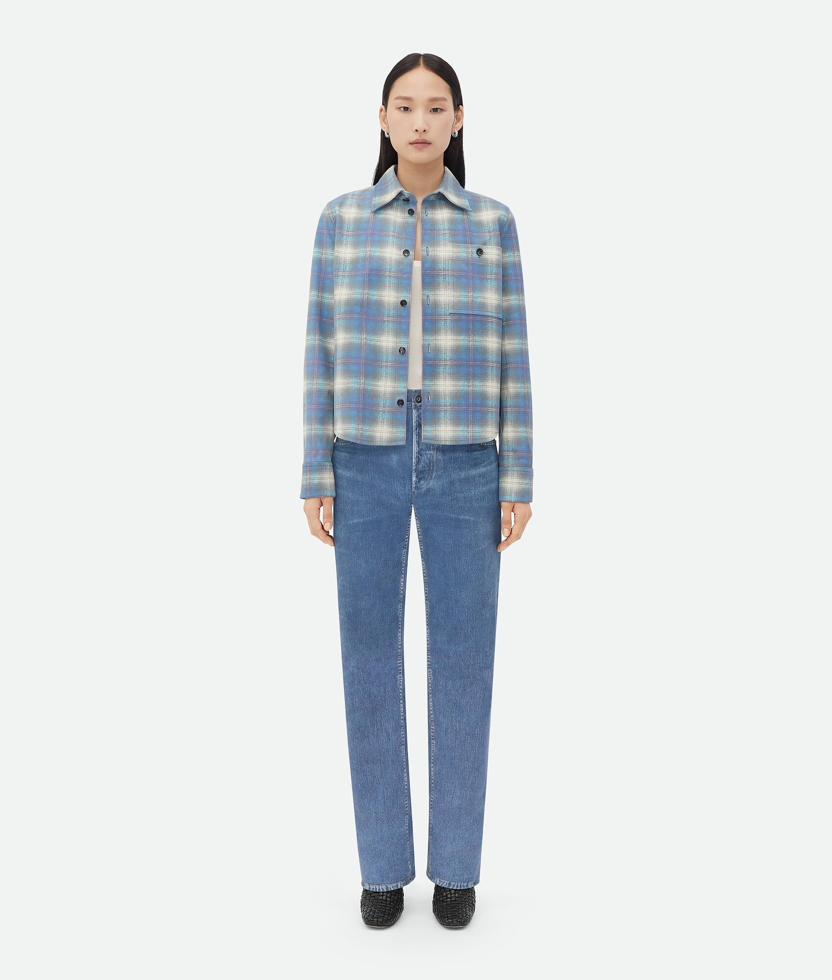Flannel-Printed Leather Shirt - 5