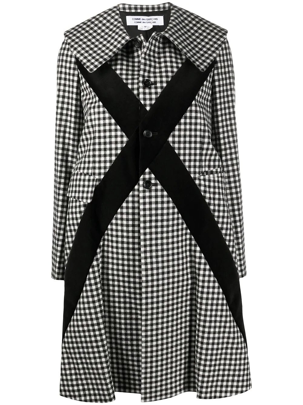 contrasting panel check print coat - 1