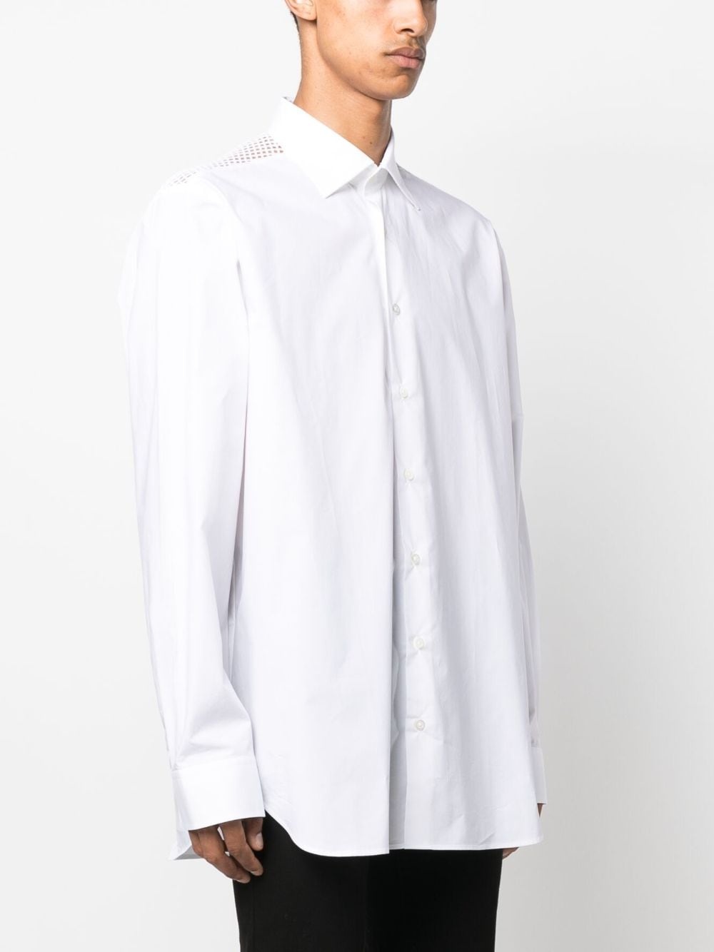 MESH-DETAIL COTTON SHIRT - 4