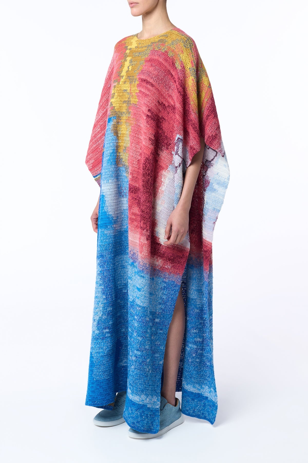 Lada Crochet Poncho in Aurora Multi Cashmere - 4