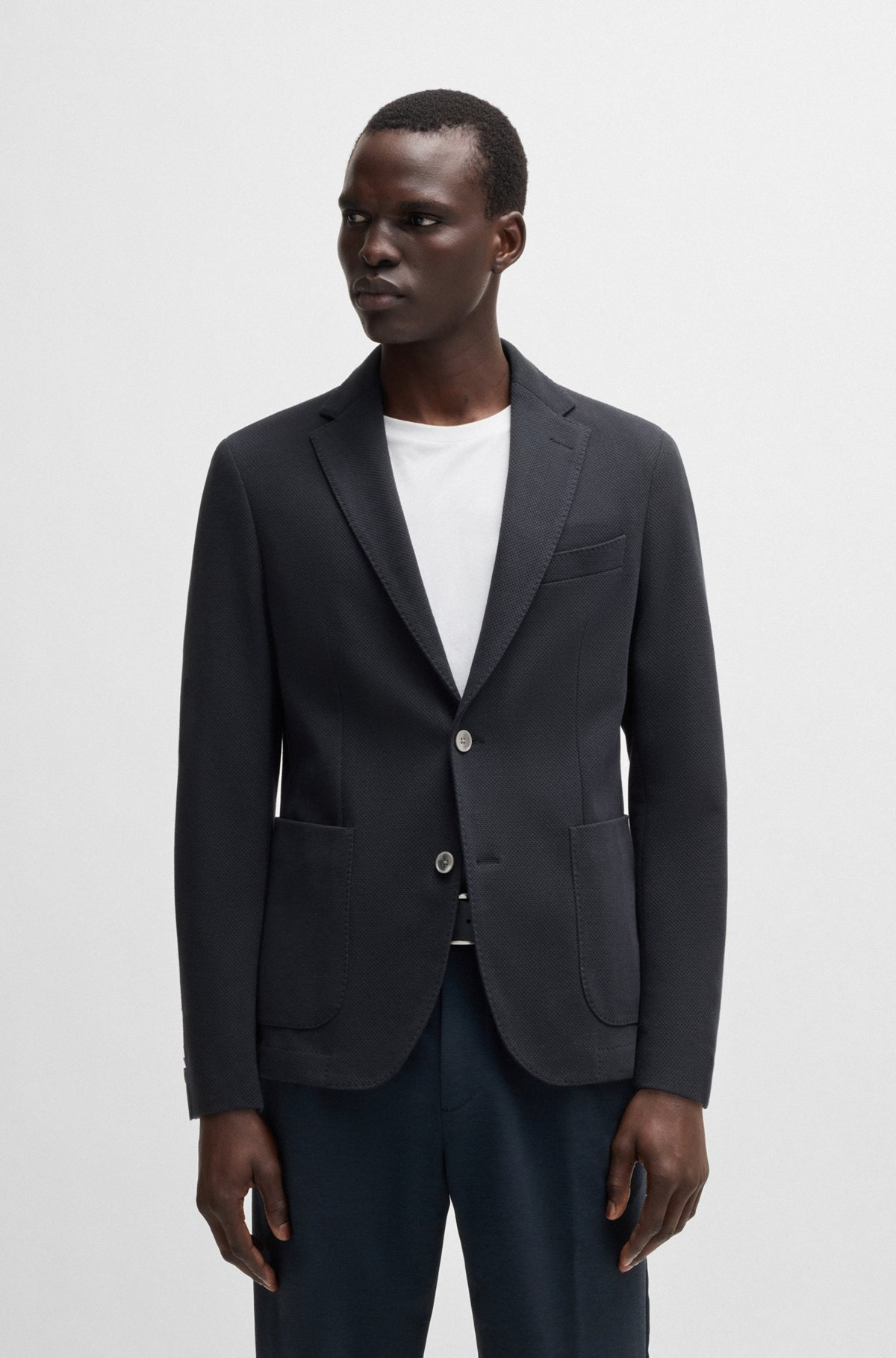 SLIM-FIT BLAZER IN MICRO-PATTERNED COTTON - 2
