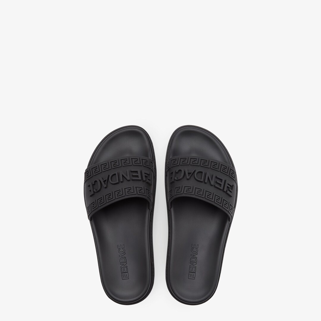 Fendace Black rubber  Logo sandals - 4