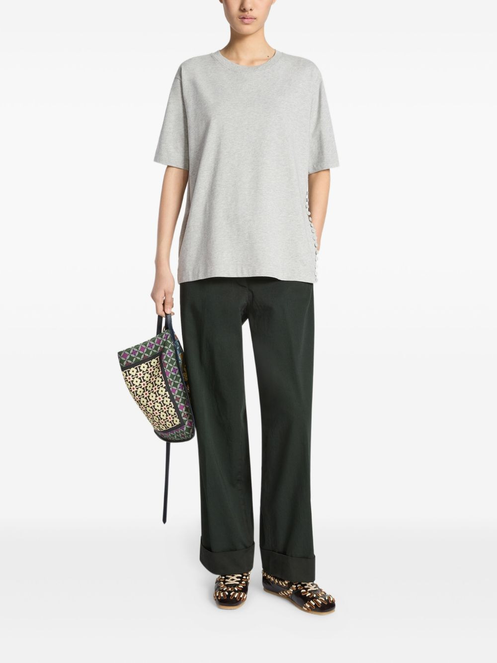 button-embellishment cotton T-shirt - 2