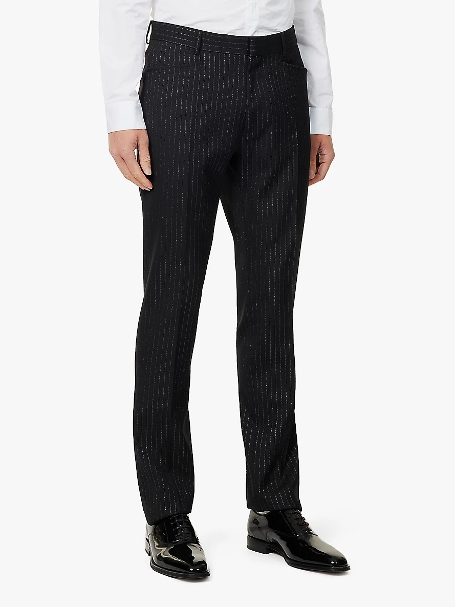 Striped single-breasted regular-fit wool-blend suit - 7