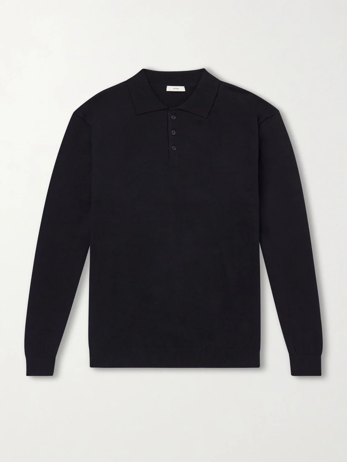 Cotton-Blend Polo Sweater - 1