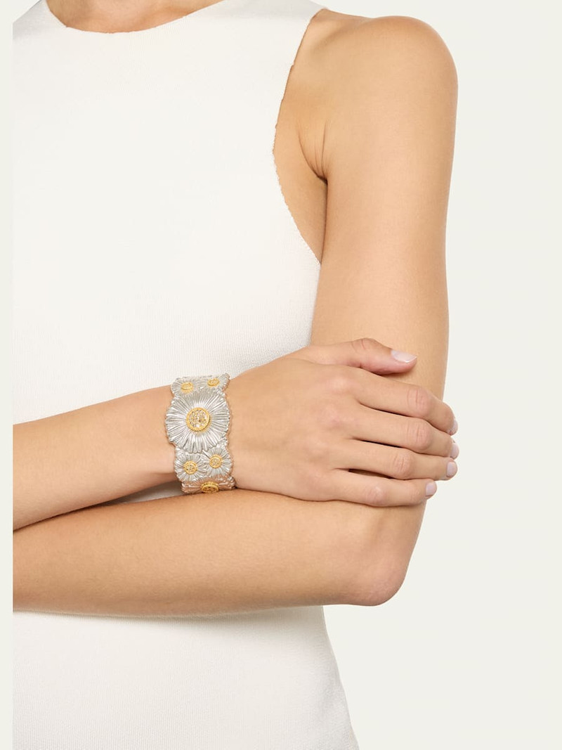 Buccellati Silver and 18K Gold Daisy Blossoms Bracelet with Diamonds outlook