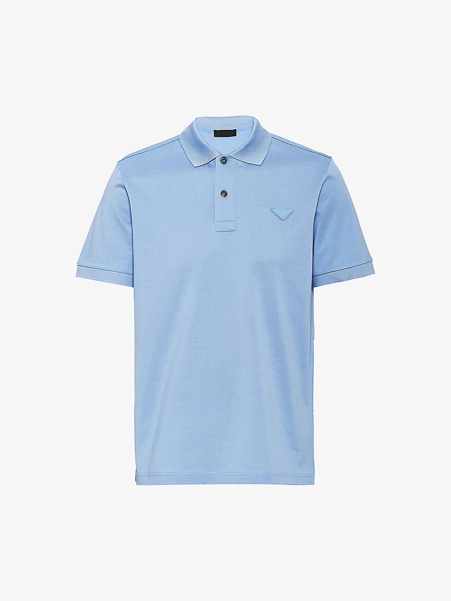 Logo-badge slim-fit cotton-piqué polo shirt - 1
