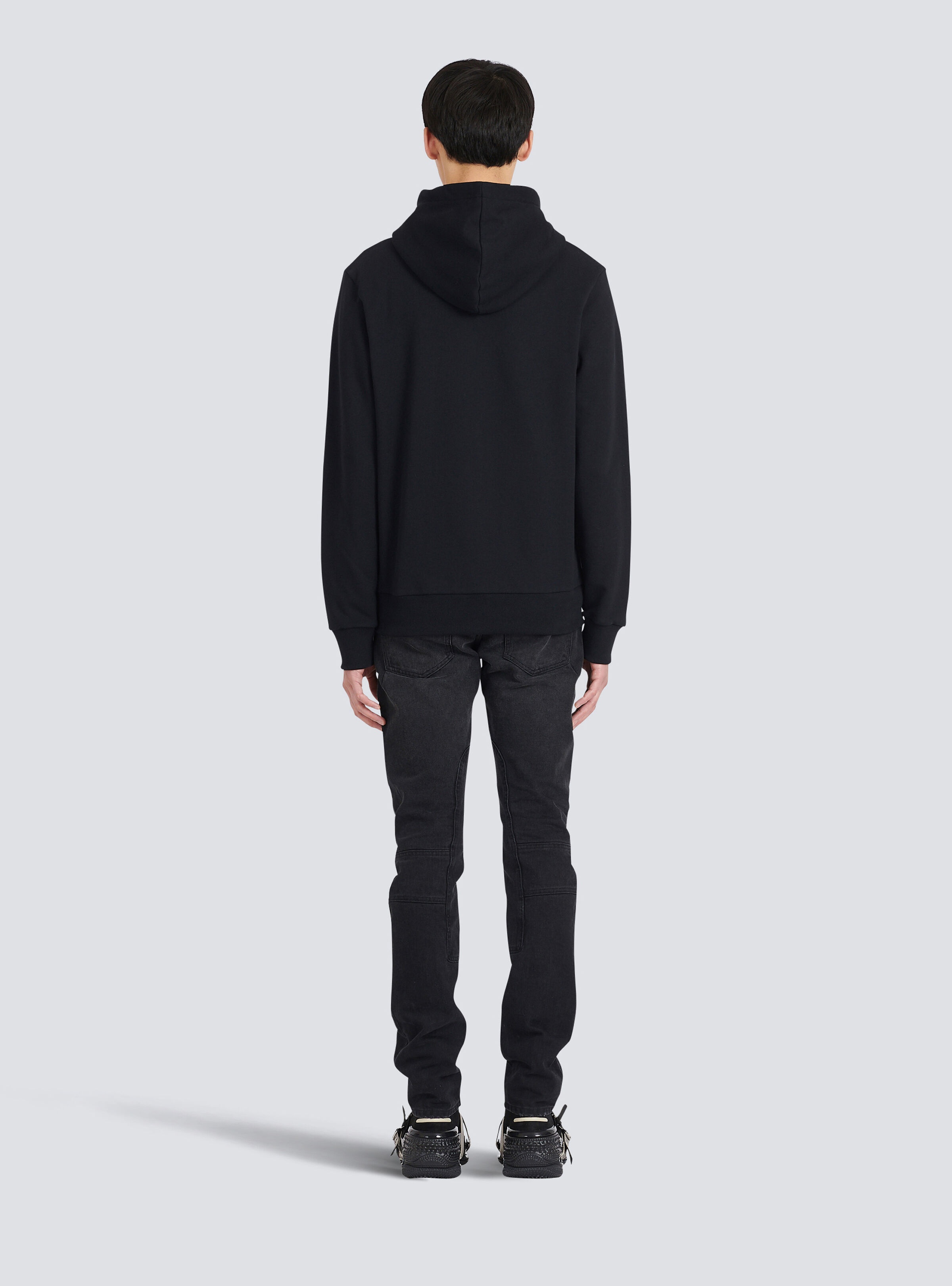 Eco-designed cotton sweatshirt with small flocked Balmain logo - 4
