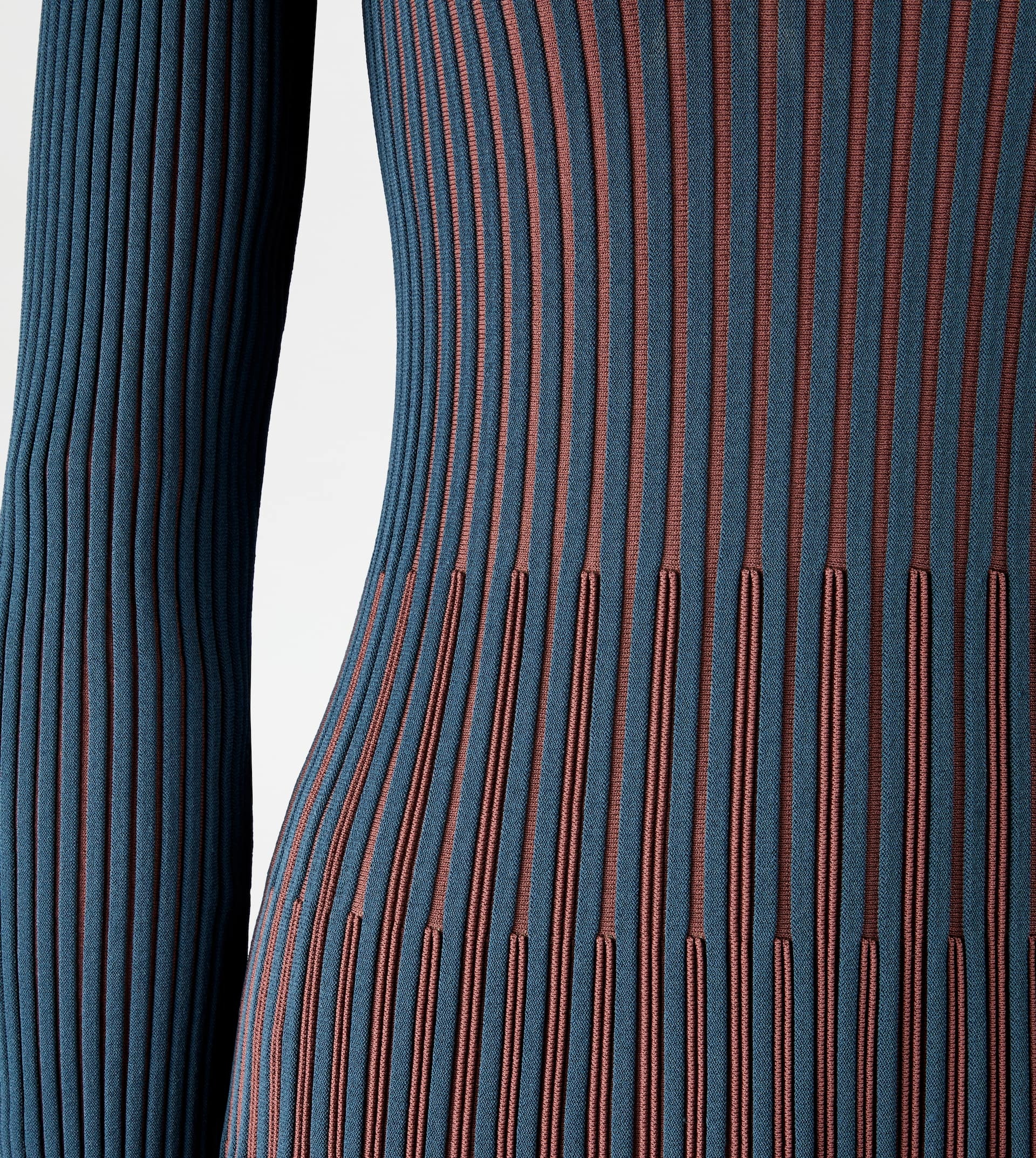 DRESS IN KNIT - BLUE, BROWN - 3