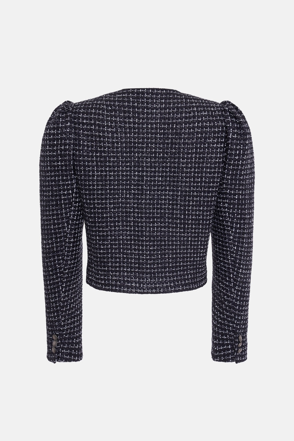 SEQUIN CHECKED TWEED  DOUBLE BREASTED JACKET - 2