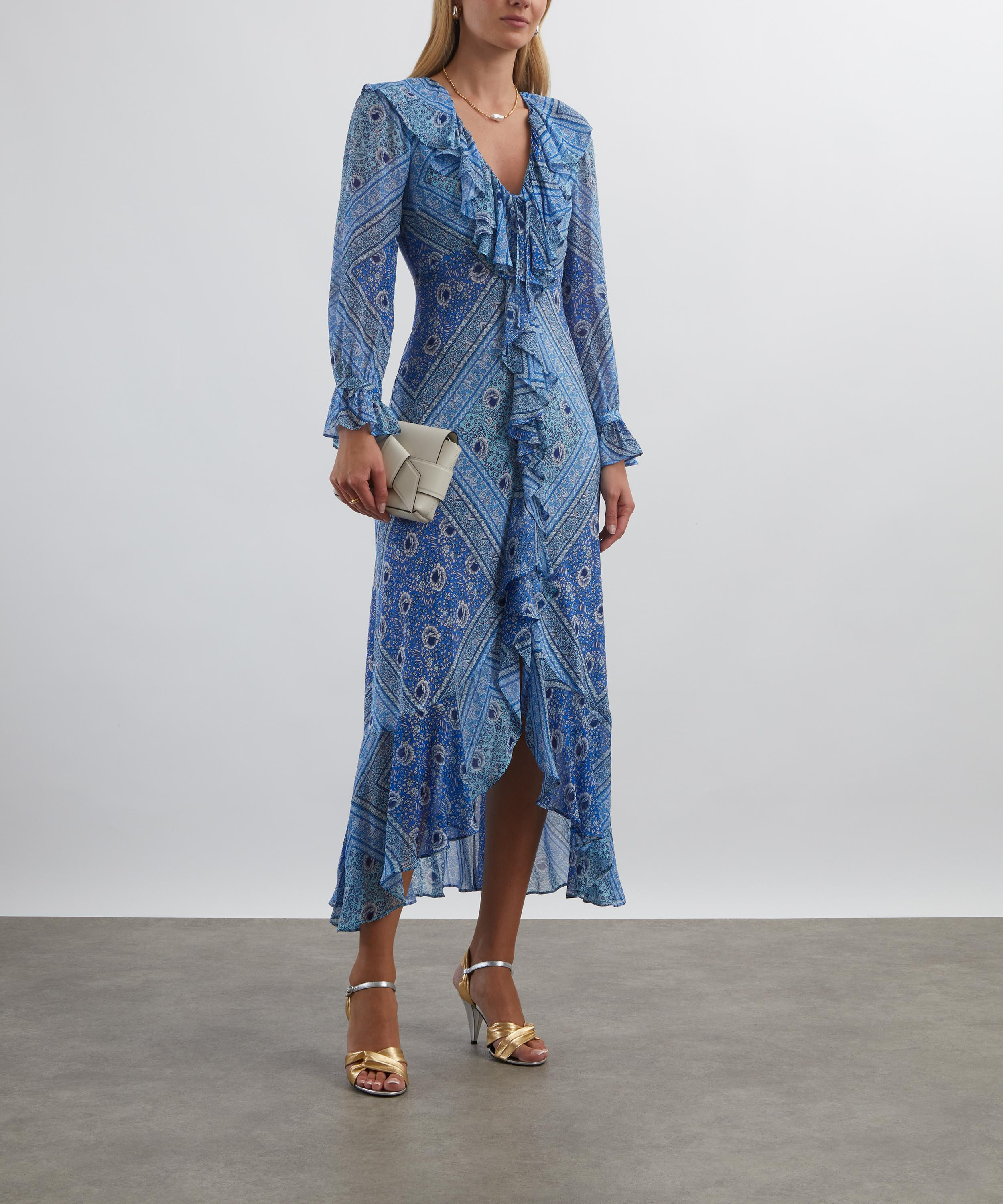 Gracie Boho Scarf Blue Midi Dress - 2