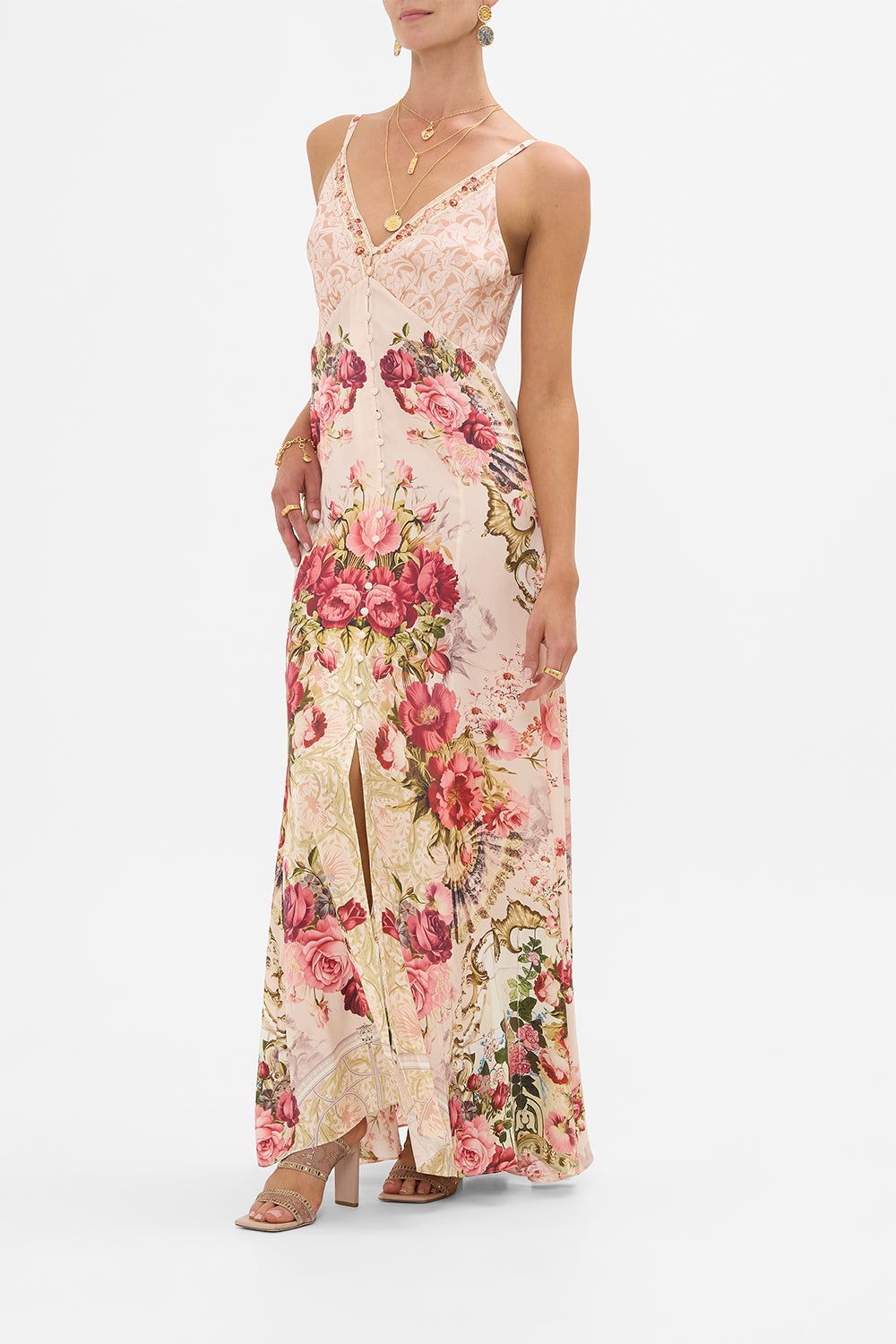 BUTTON FRONT STRAPPY DRESS - 4