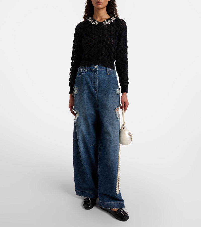 Simone Rocha Embellished mohair-blend cardigan outlook