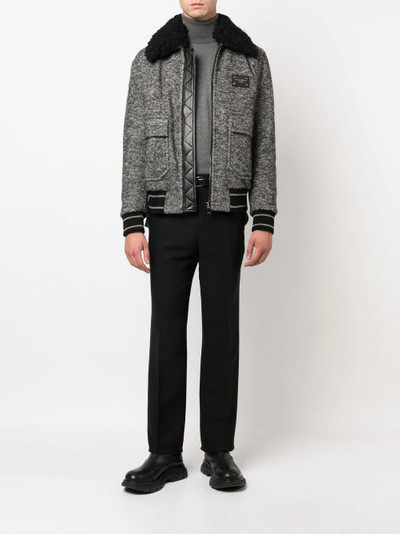 Dolce & Gabbana logo-plaque tweed bomber jacket outlook