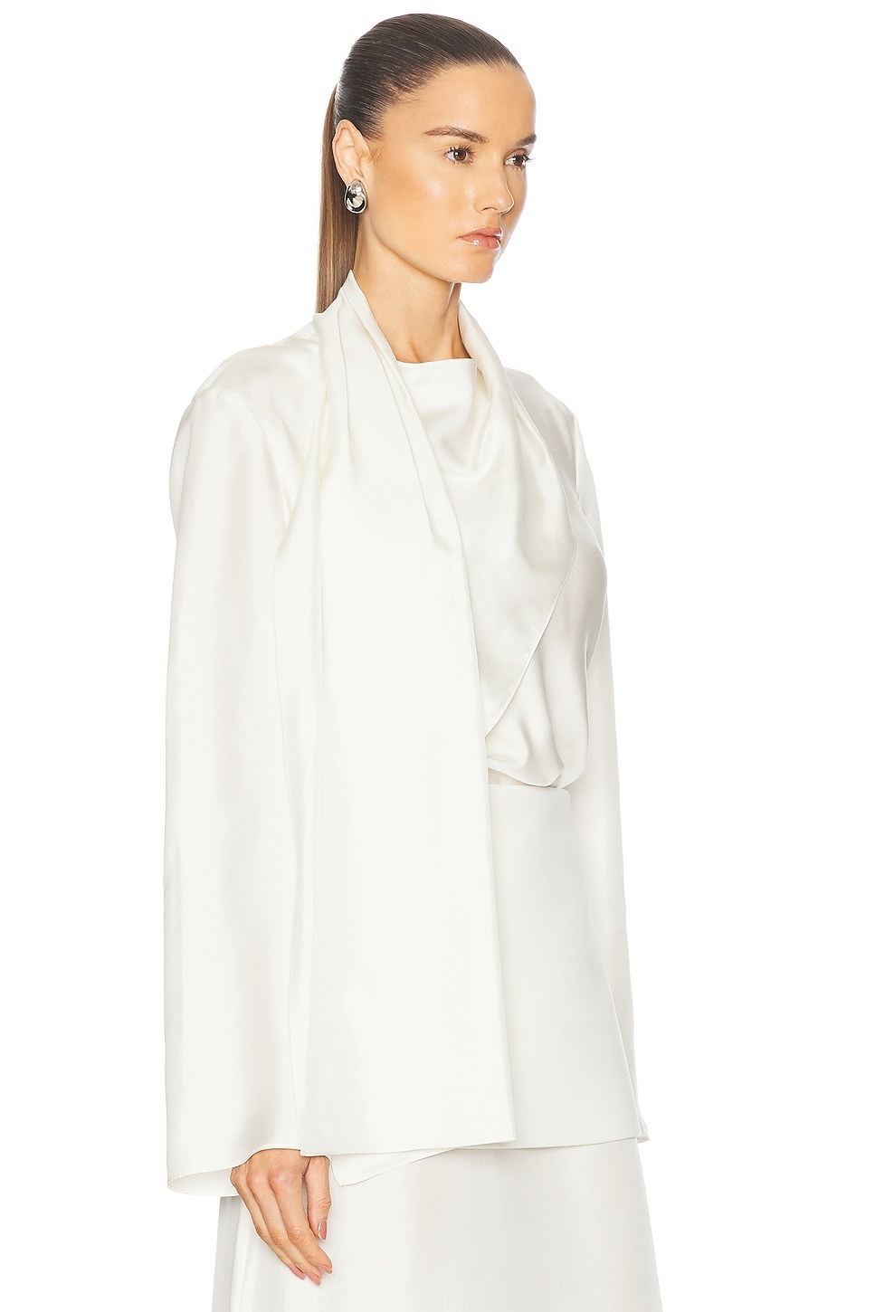 Long Sleeve Silk Foulard Top - 2