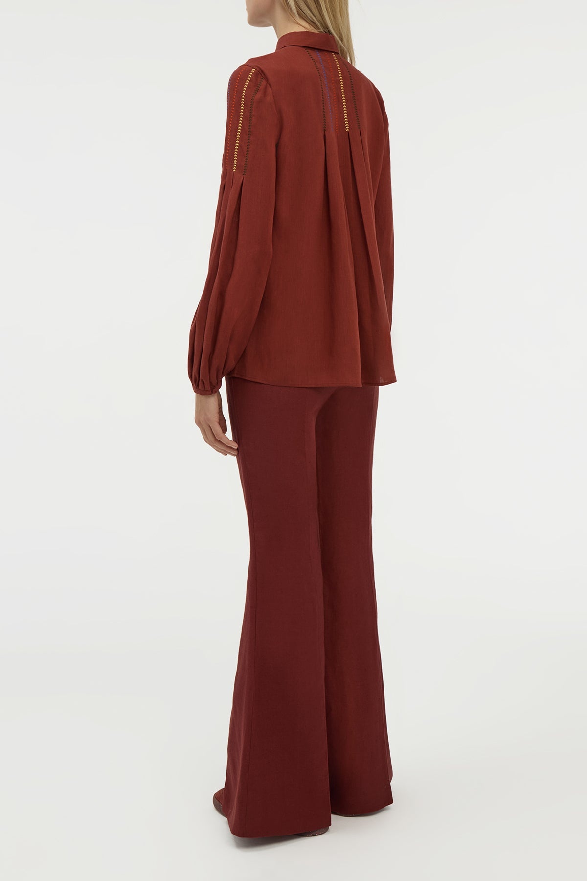 Inga Blouse in Burnt Sienna Multi Aloe Linen - 4