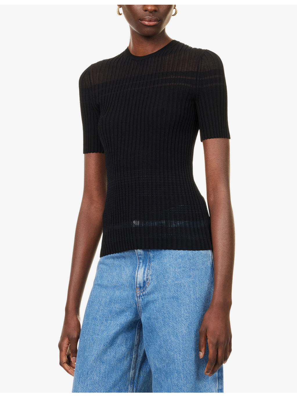 Compact Ribbed Knitted Top - 3
