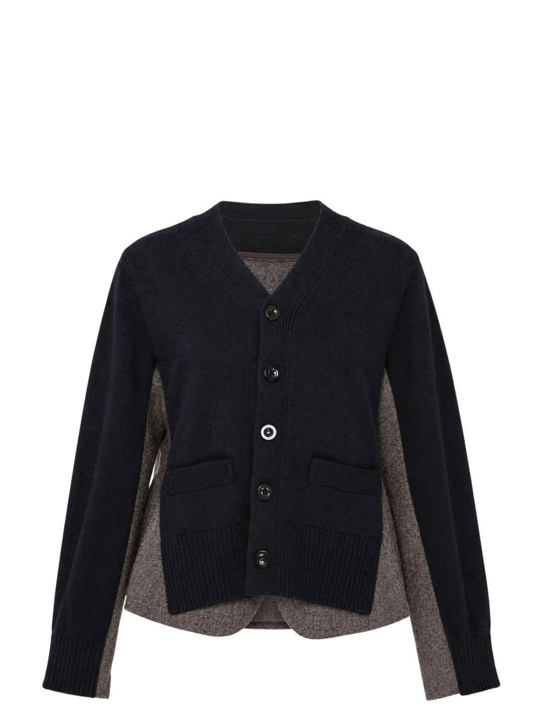 Double-Faced Herringbone Cardigan - 1
