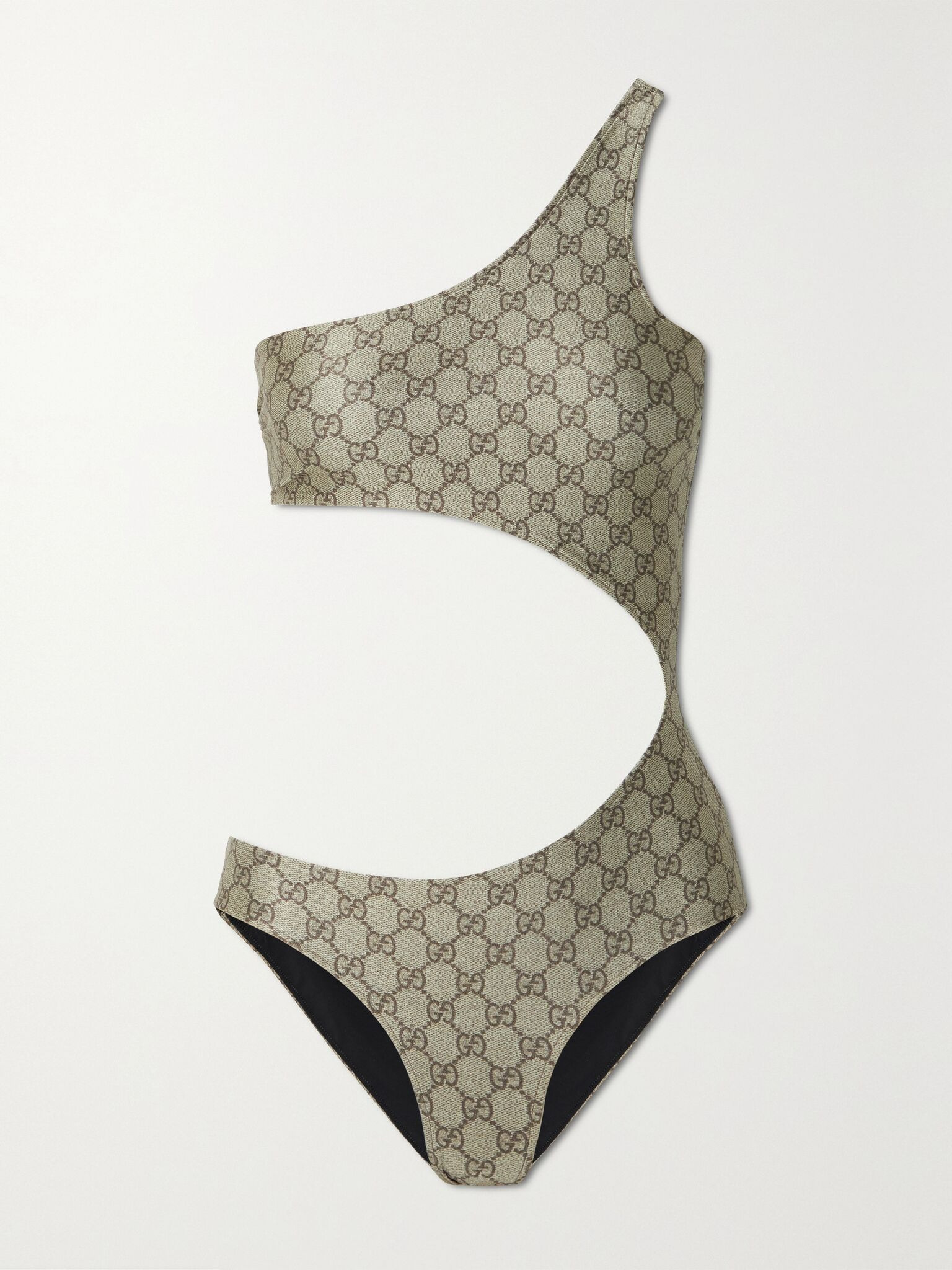 One-shoulder cutout swimsuit Beige - 1
