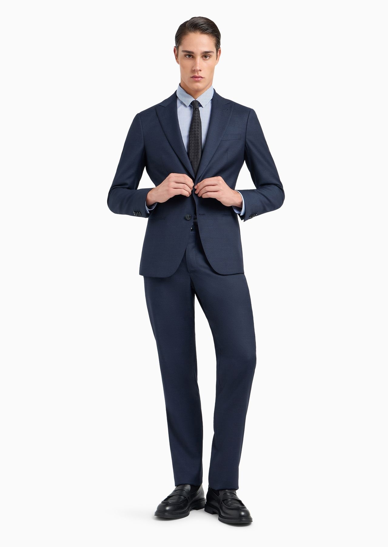 Soho Line single-breasted suit in pinpoint-effect virgin wool - 4