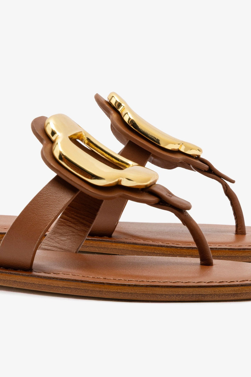 Margherita Thong Sandal In Caramel Leather 4