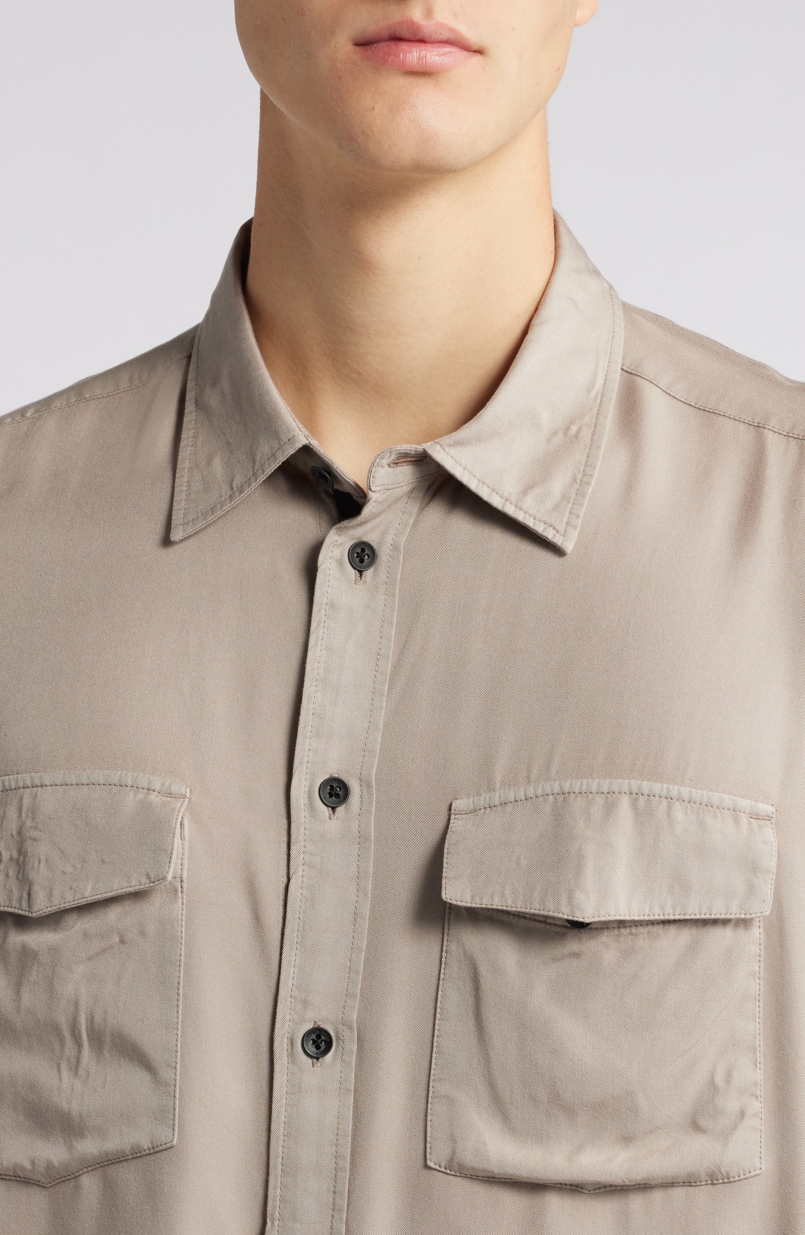 rag & bone Matthew Short Sleeve Button-Up Shirt in Elephant Grey at Nordstrom - 2