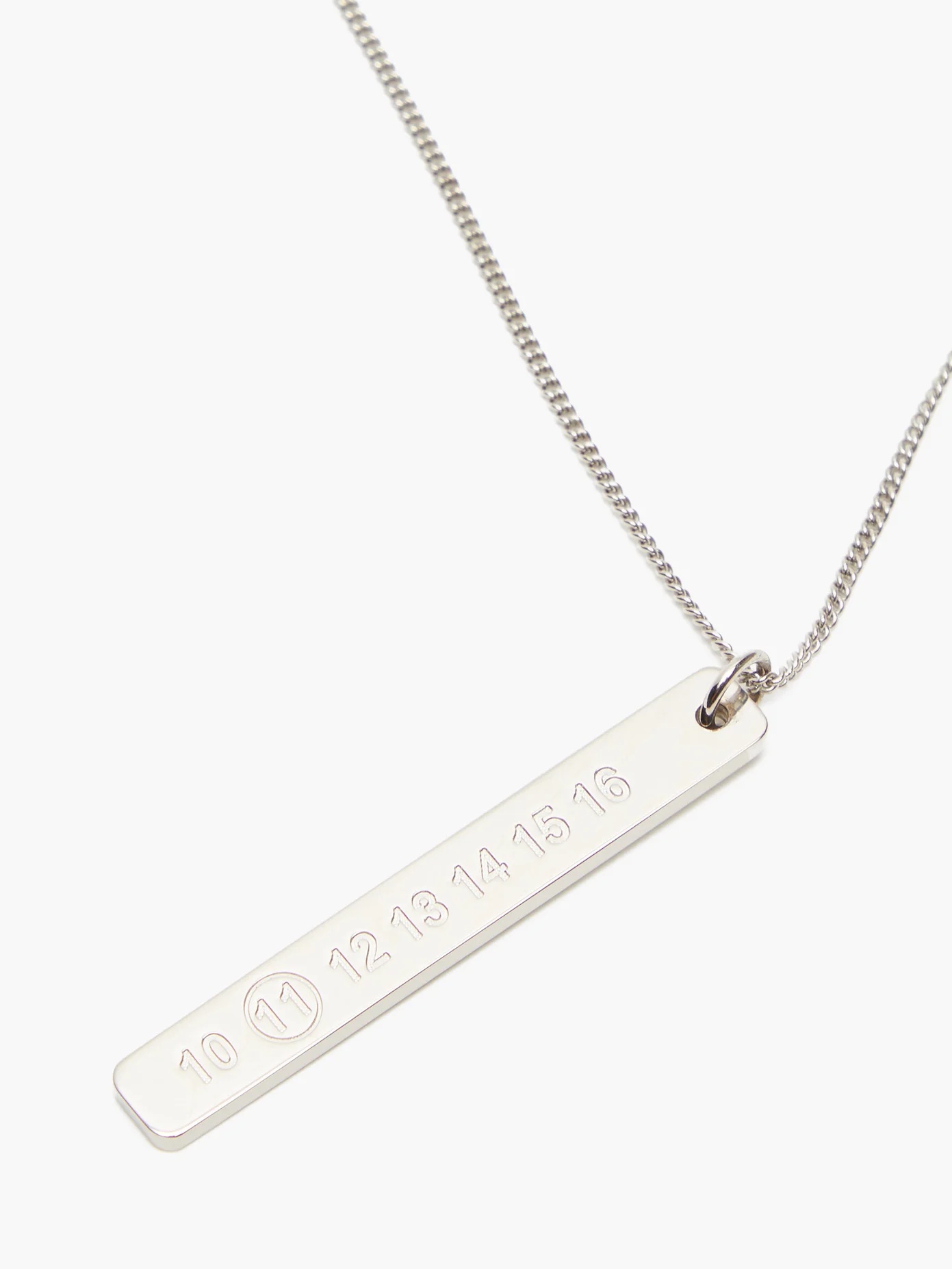 Numbers-engraved silver pendant necklace - 3