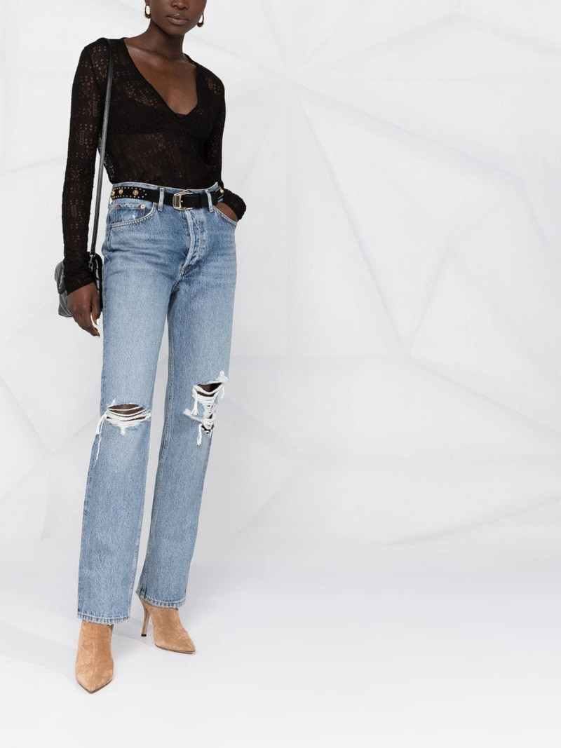 SAINT LAURENT open-knit semi-sheer top outlook