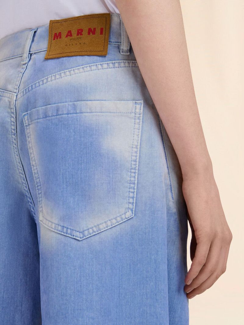 BLUE FLOCKED DENIM TWISTED JEANS 4