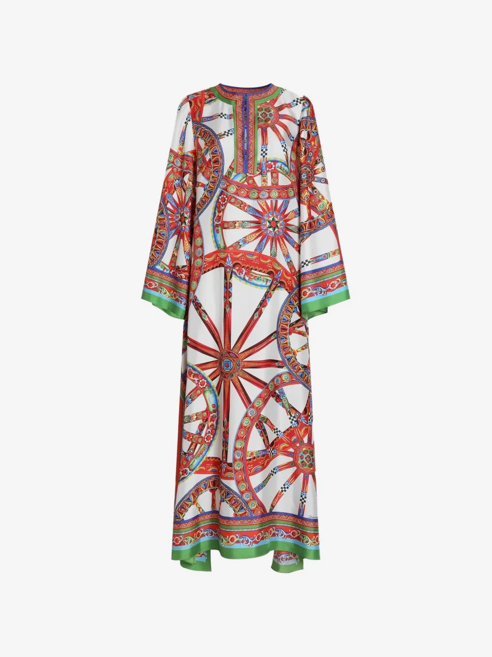 Carretto-print twill kaftan dress - 1