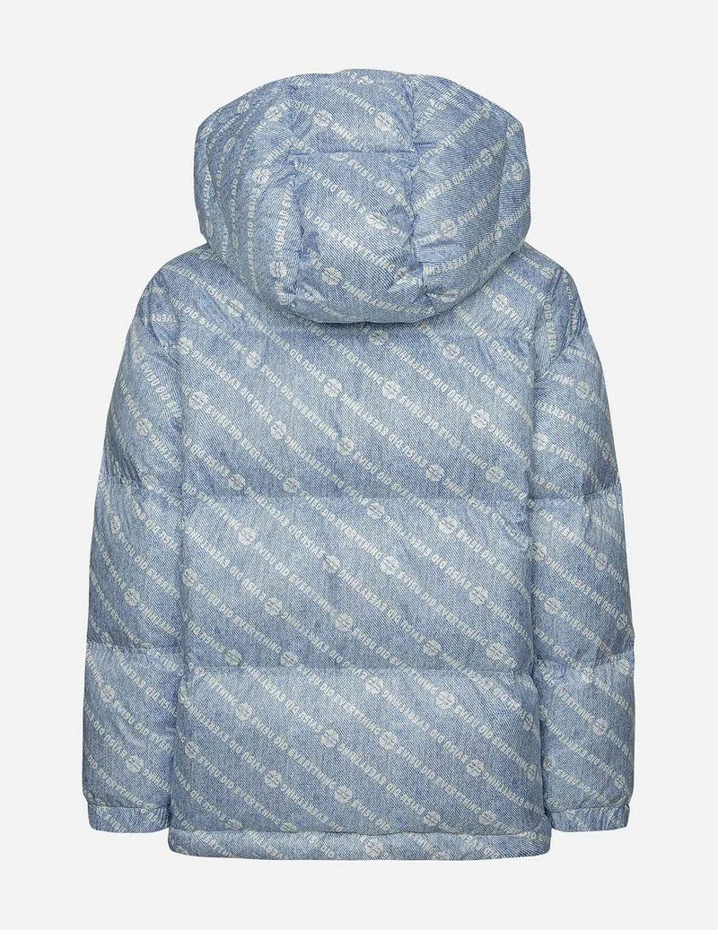 EVISU Allover Slogan and Kamon Print Fashion Fit Down Jacket with Detachable Hood outlook