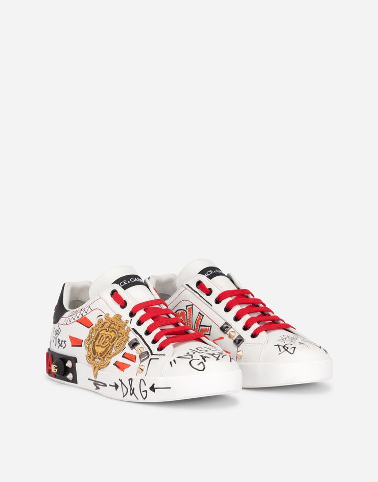 Calfskin Portofino sneakers with embroidery and studs - 2