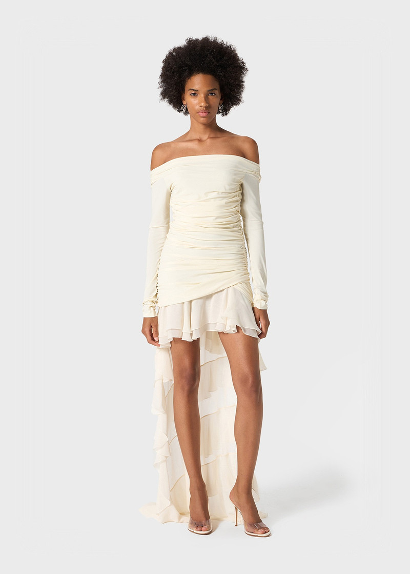 Blumarine MINI DRESS IN JERSEY WITH CHIFFON TRAIN outlook