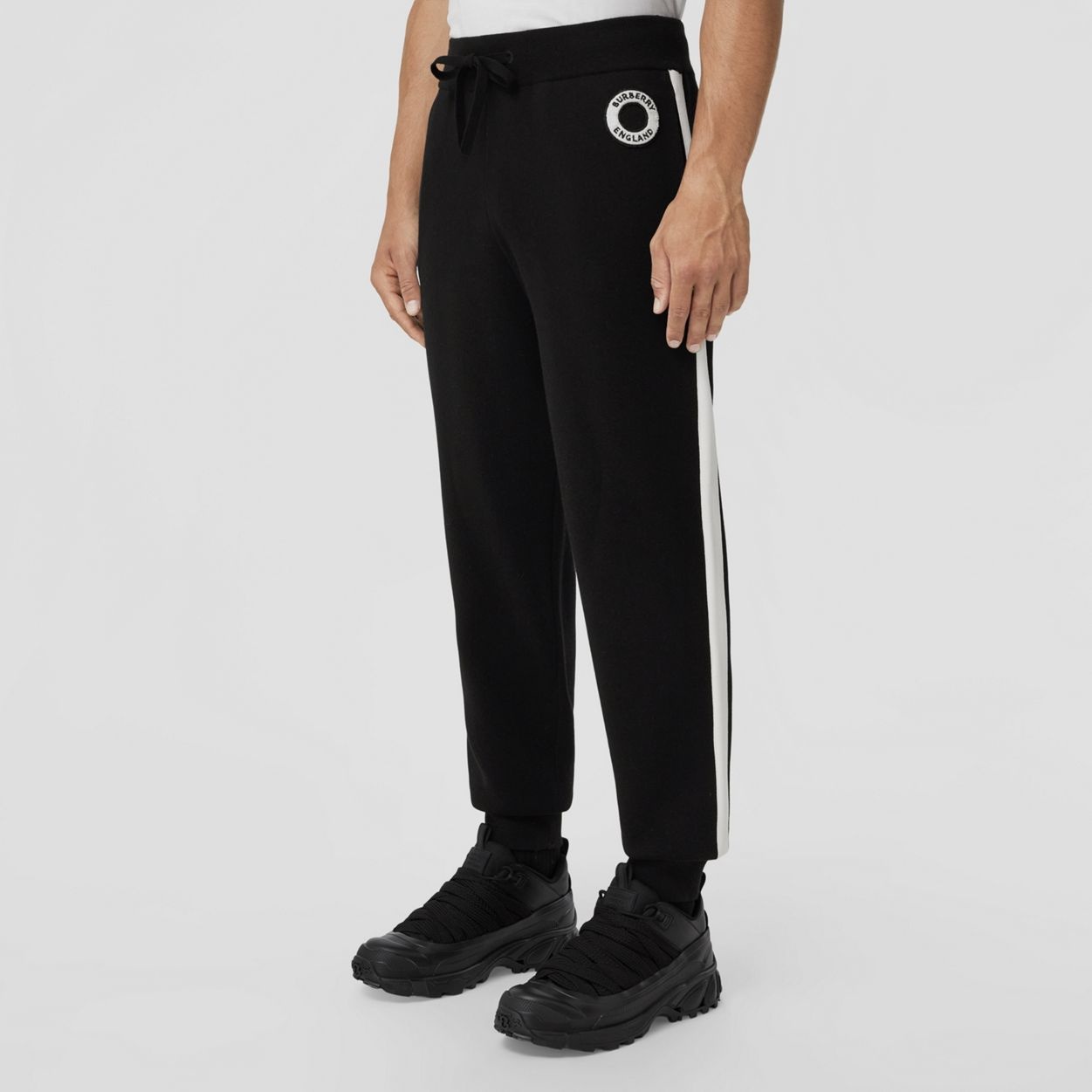 Logo Graphic Appliqué Wool Cotton Blend Jogging Pants - 6