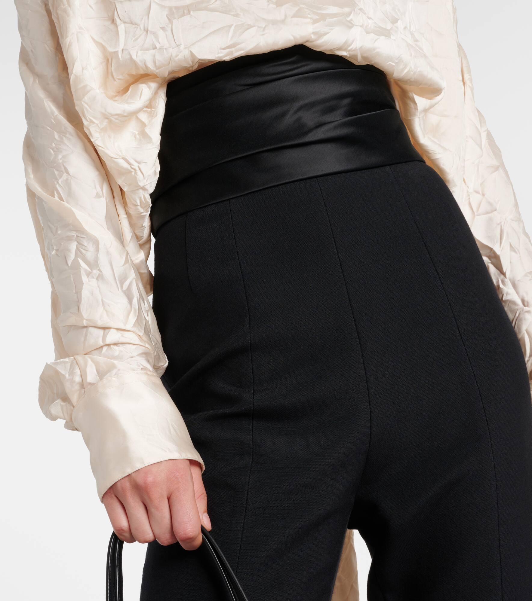 Lenro satin-trimmed high-rise slim pants - 4