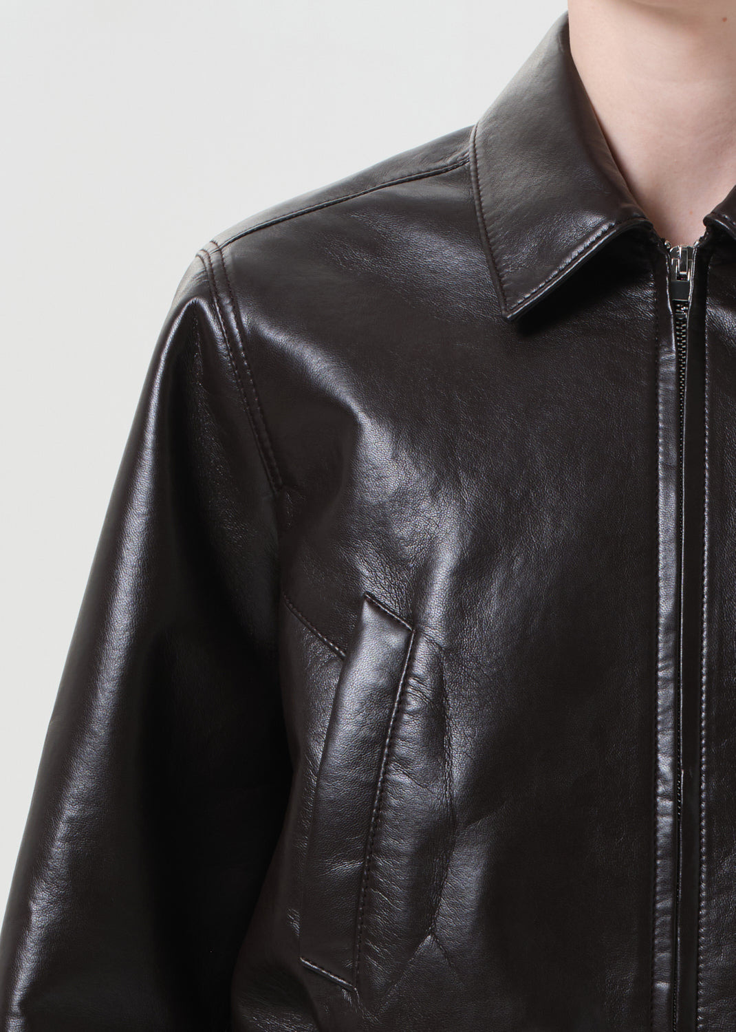 ESSIE RECYCLED LEATHER CROPPED JACKET IN CHOCOLATE - 6