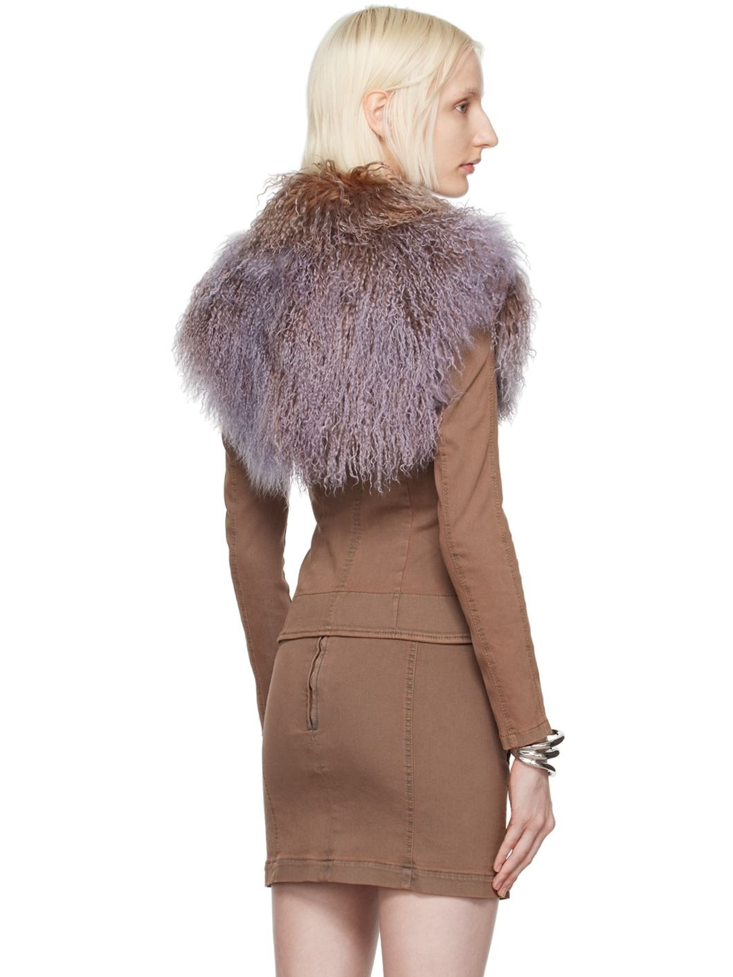 Brown Shiv Shearling Denim Jacket - 3