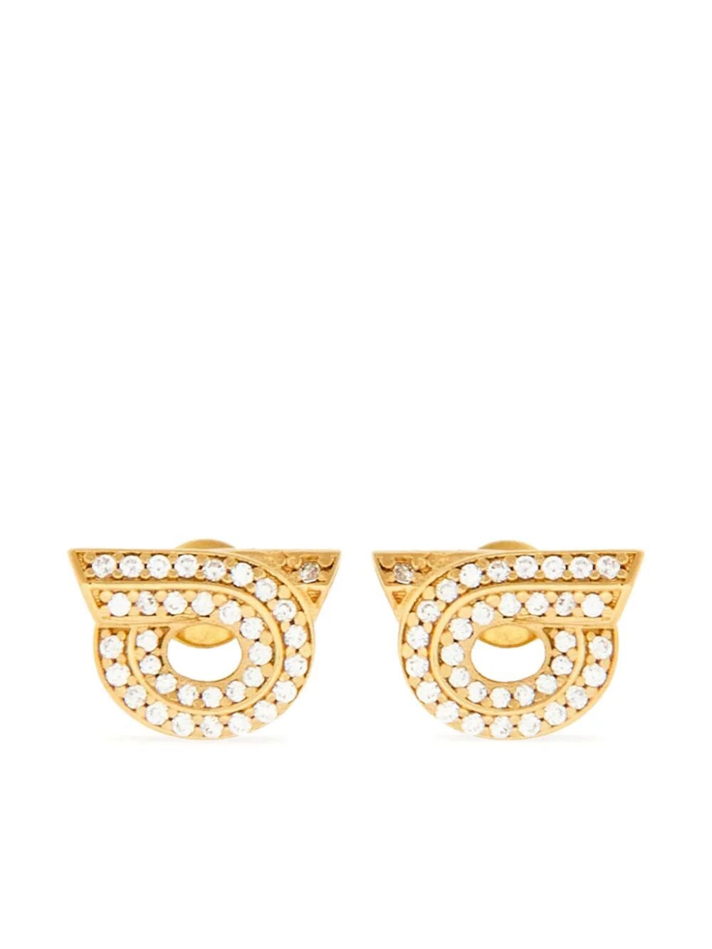 Ferragamo Women Gancini Earrings With Rhinestones - Size 14 - 1