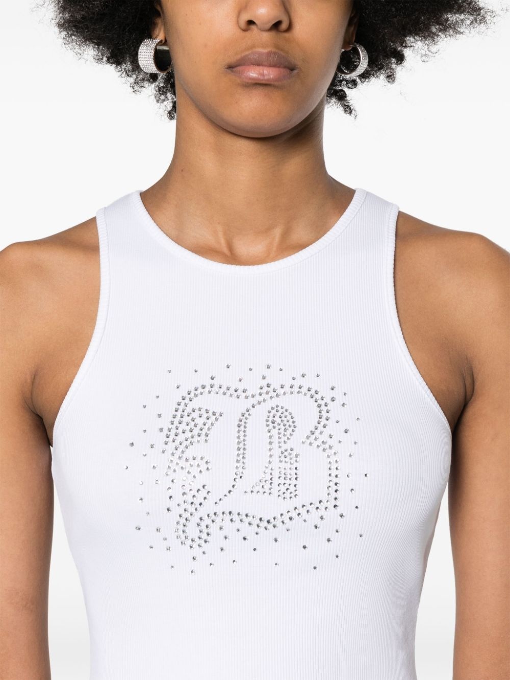 crystal-embellished fine-ribbed top - 5