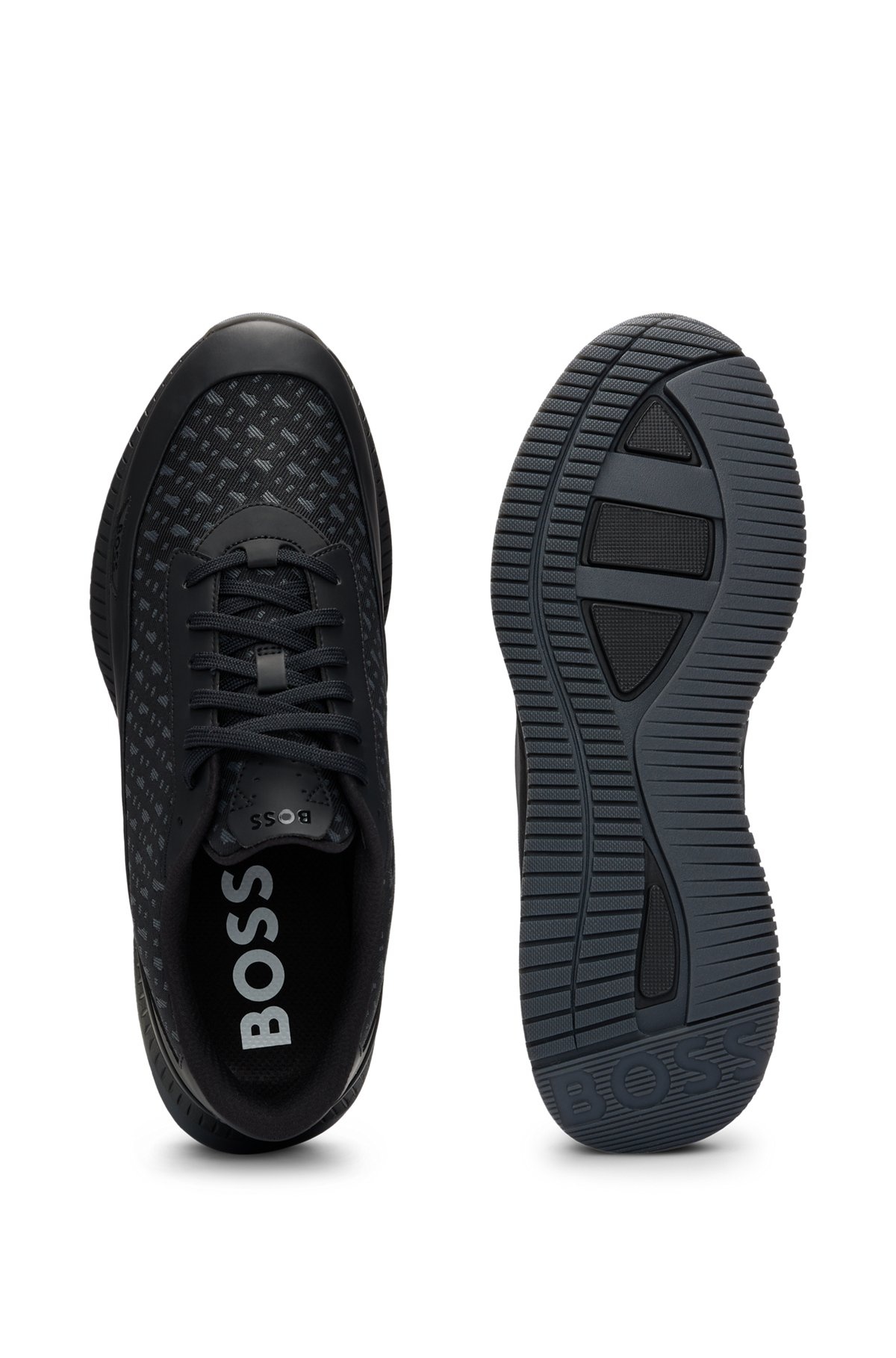 MONOGRAM-JACQUARD TRAINERS WITH RUBBERIZED FAUX LEATHER - 4