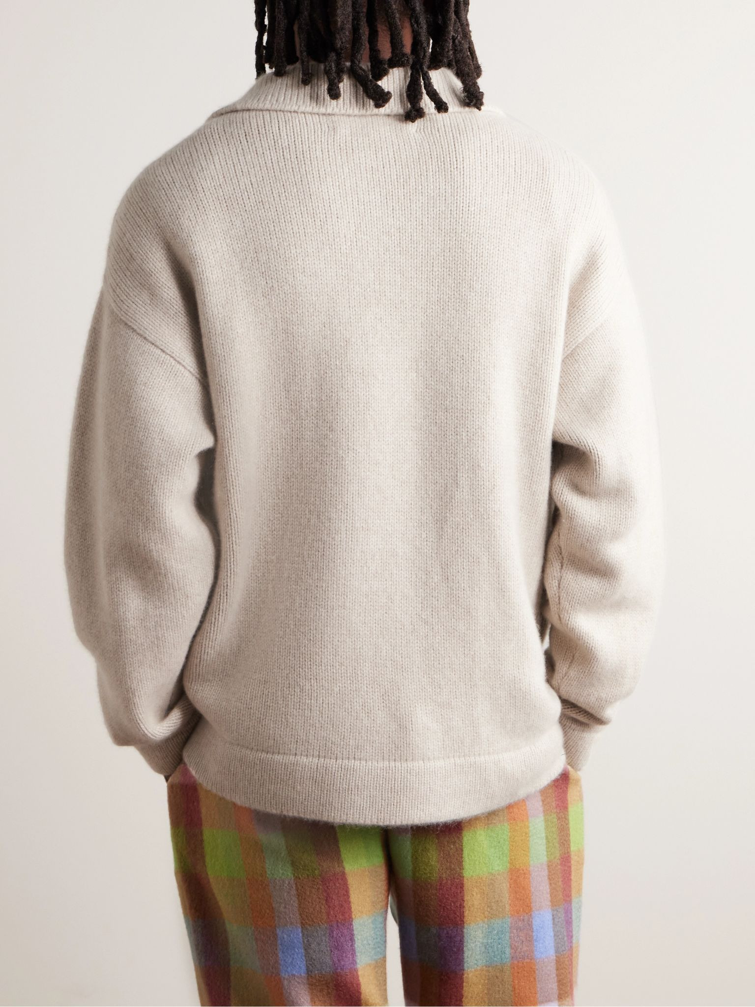 Cashmere Zip-Up Sweater Cream - 3