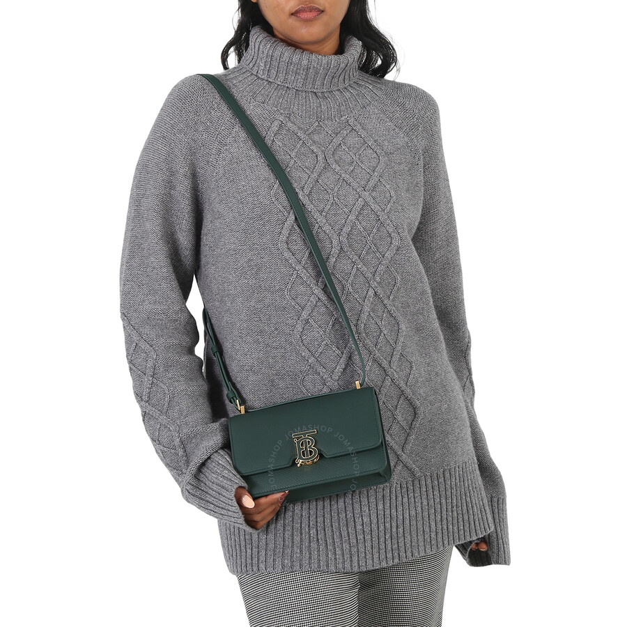 Burberry Ladies Vine Grainy Leather Mini TB Bag - 2