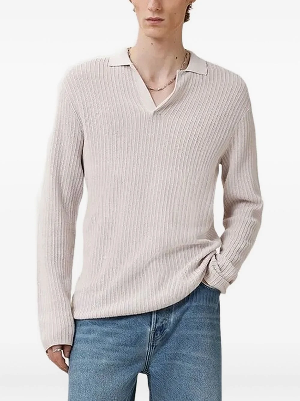 ribbed polo-neck sweater - 1