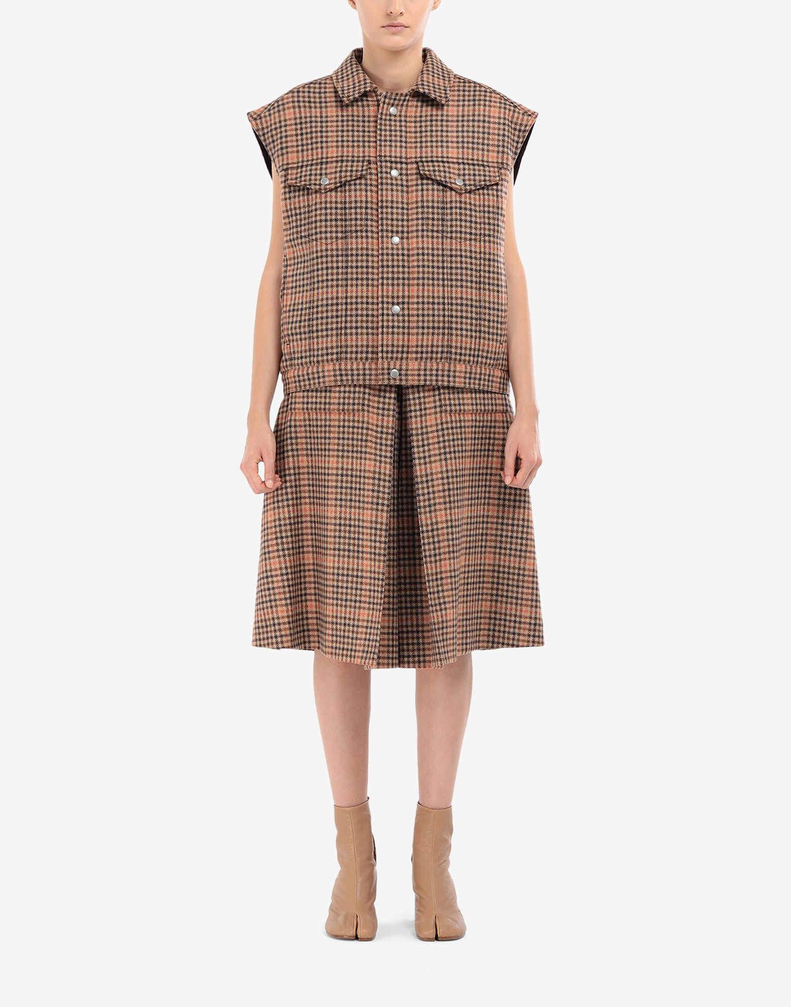 Check wool sleeveless jacket - 2