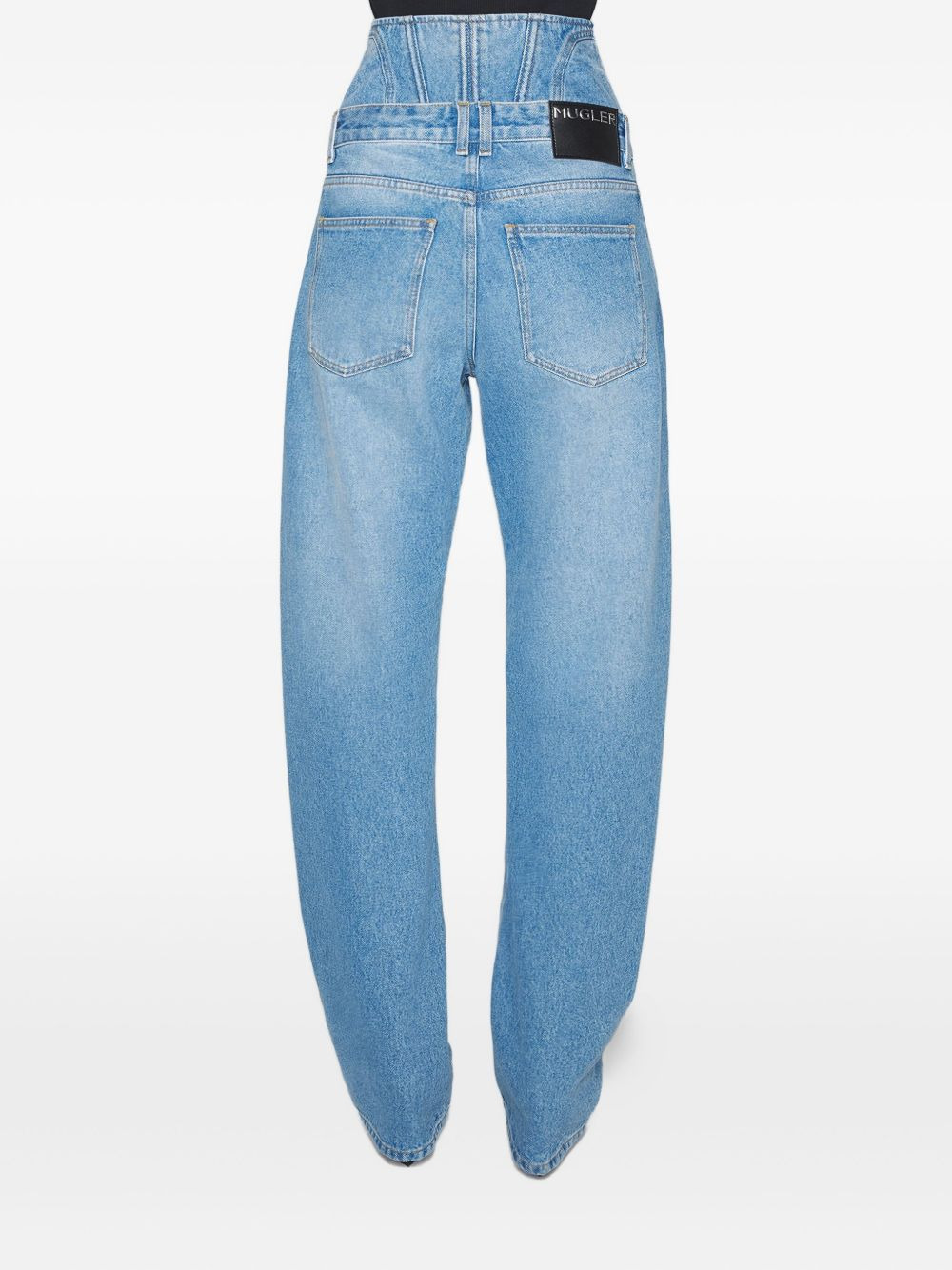 corset-detail curved jeans - 3