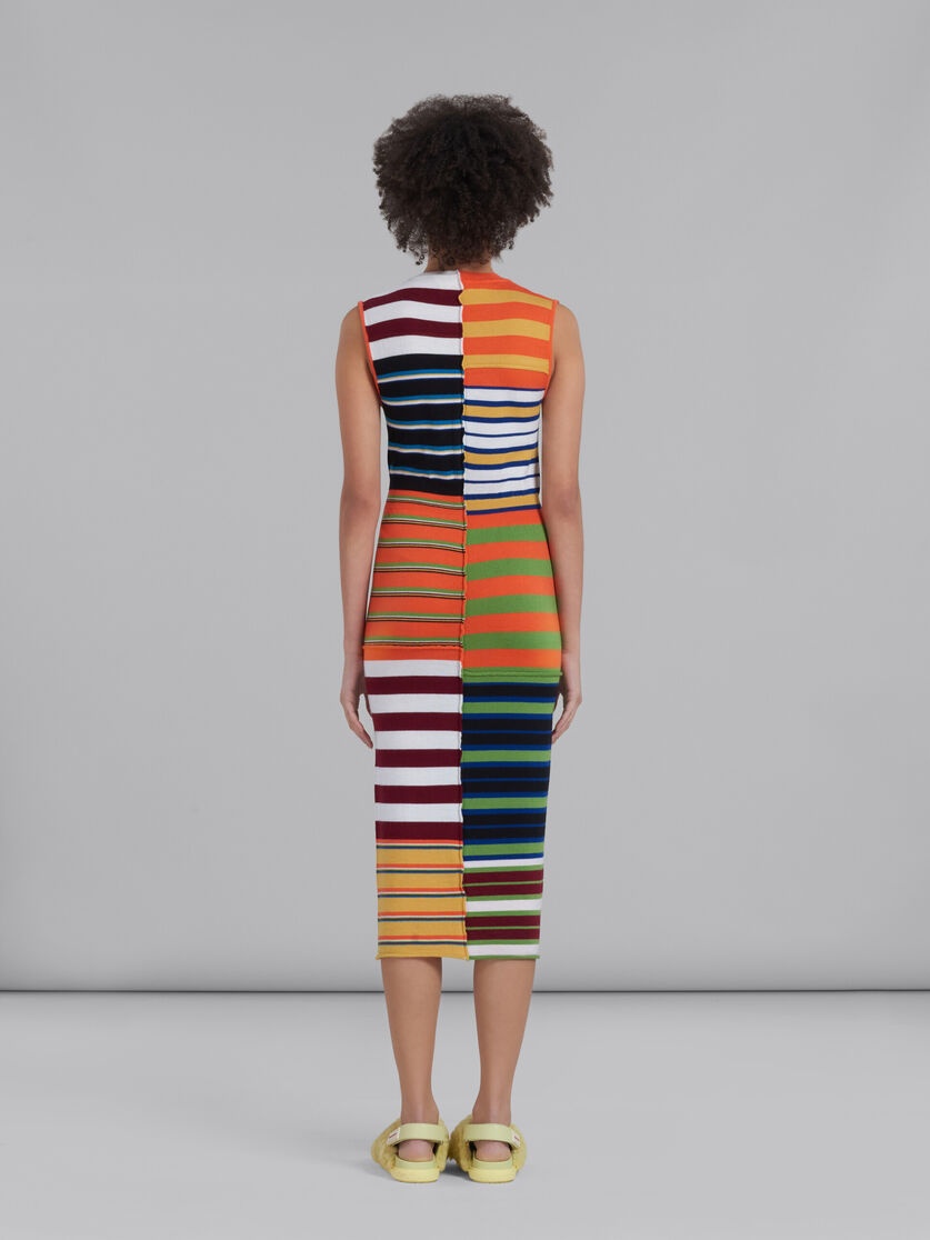 MULTICOLOURED KNIT DRESS WITH PATCHWORK STRIPES - 3