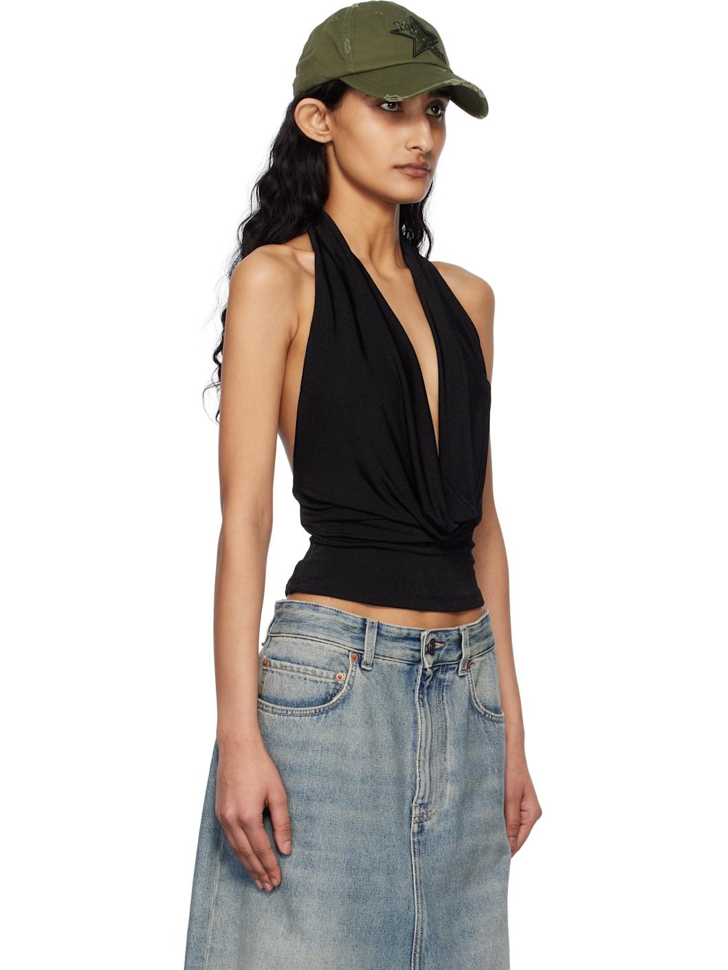 Black Cowl Neck Top - 2
